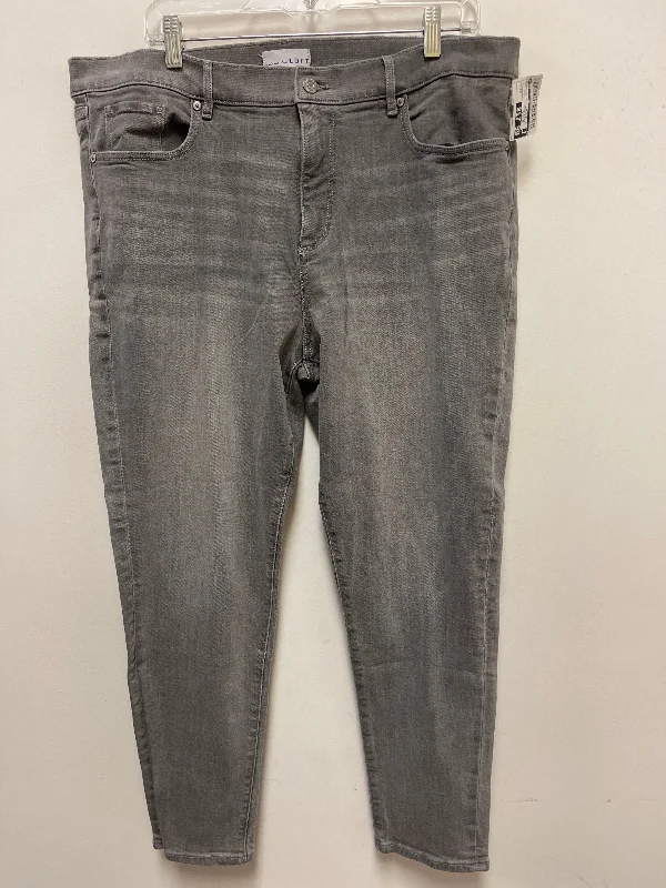 Jeans Skinny By Loft In Grey Denim, Size: 16