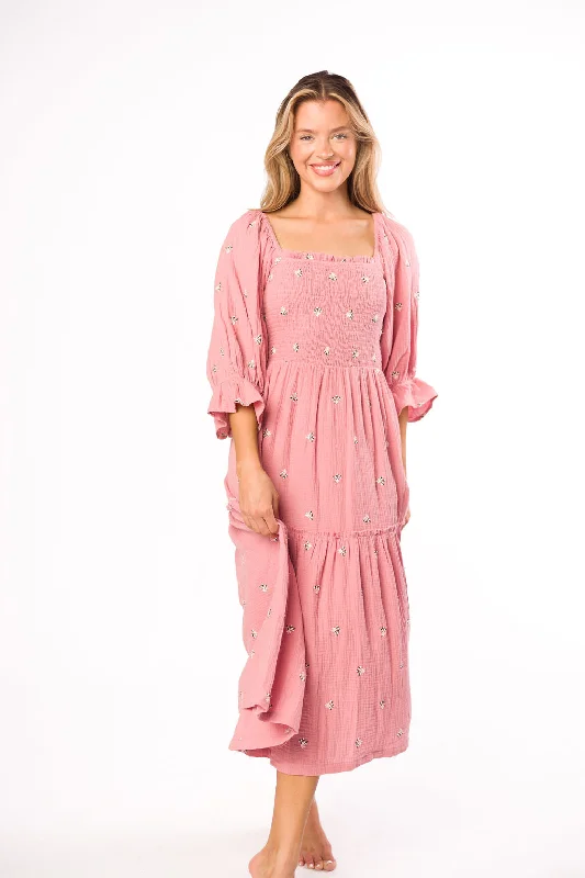 Evie Floral Maxi in Deep Rose - Bump Friendly