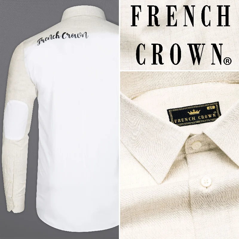 Armour Beige Signature Embroidered with White Patches Premium Cotton Shirt